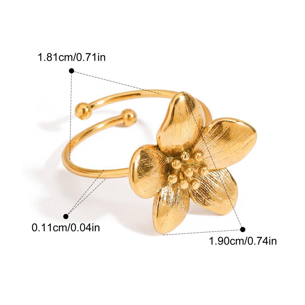 Arrivals Stainless Steel Flower Adjustable Open Ring PVD Plated Arrivals Jewelry Recommend Accessories 2025