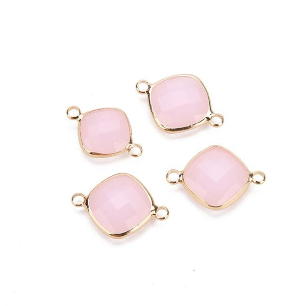 5pcs 11mm White Double Hole Glass Charms Pendants Connector for Chain Bracelets Necklace Women DIY Jewelry Making Findings