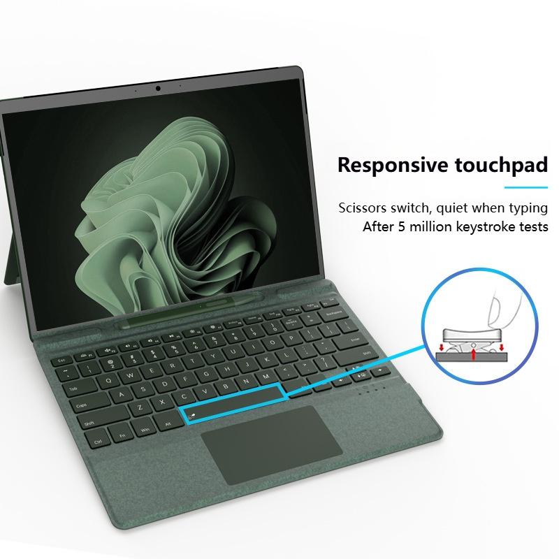 New Color Microsoft Surface Pro 8/9/X/10/11 Bluetooth Magnetic Keyboard with Pen Slot,Touchpad and 7-color Backlit Keyboard