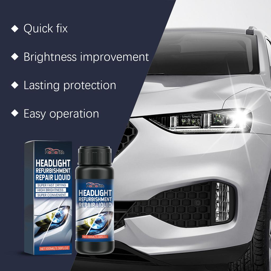 HOMONTH Kits de pulido para restauración de faros de coche, removedor de arañazos para faros, pasta limpiadora para reparación, elimina la oxidación, líquido para pulir faros