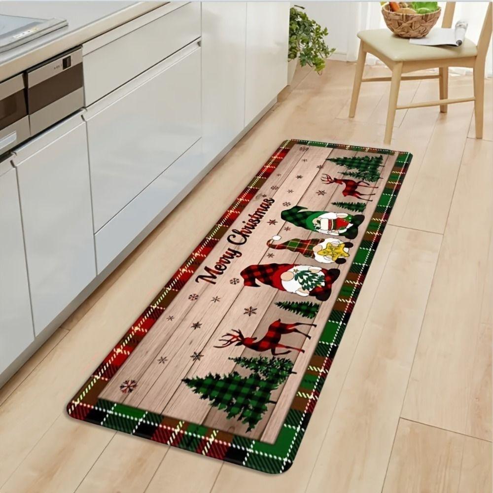 Home Decoration Christmas Kitchen Rugs Santa Claus Xmas Floor Mats  Living Room