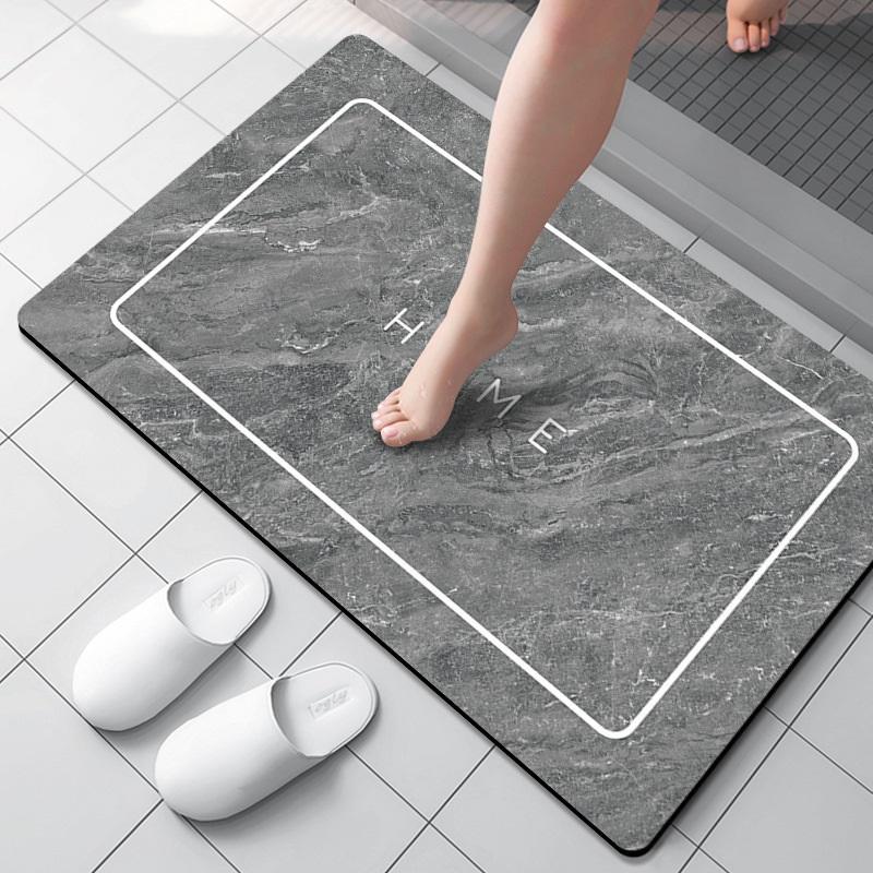 Nordic Marble Diatomite Bath Mat Quick‑Dry Absorbent Non‑Slip Rubber Back Floor Rug for Bathroom Shower Entrance Kitchen Home Decor