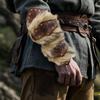 Faux Leather Wrist Guards Medieval Steampunk Arm Bracers with Fur Armor for Halloween Cosplay Costume Props Accessory