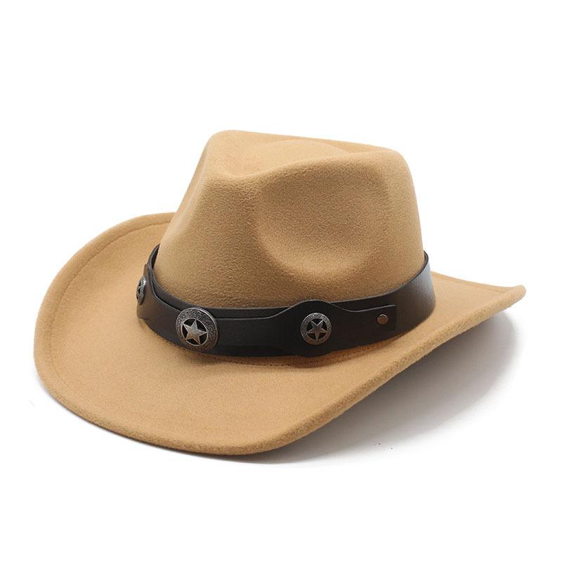 Western Cowboy Felt Hat Tibetan Top Hat Men'S And Women'S Jazz Hat, Woolen Hat