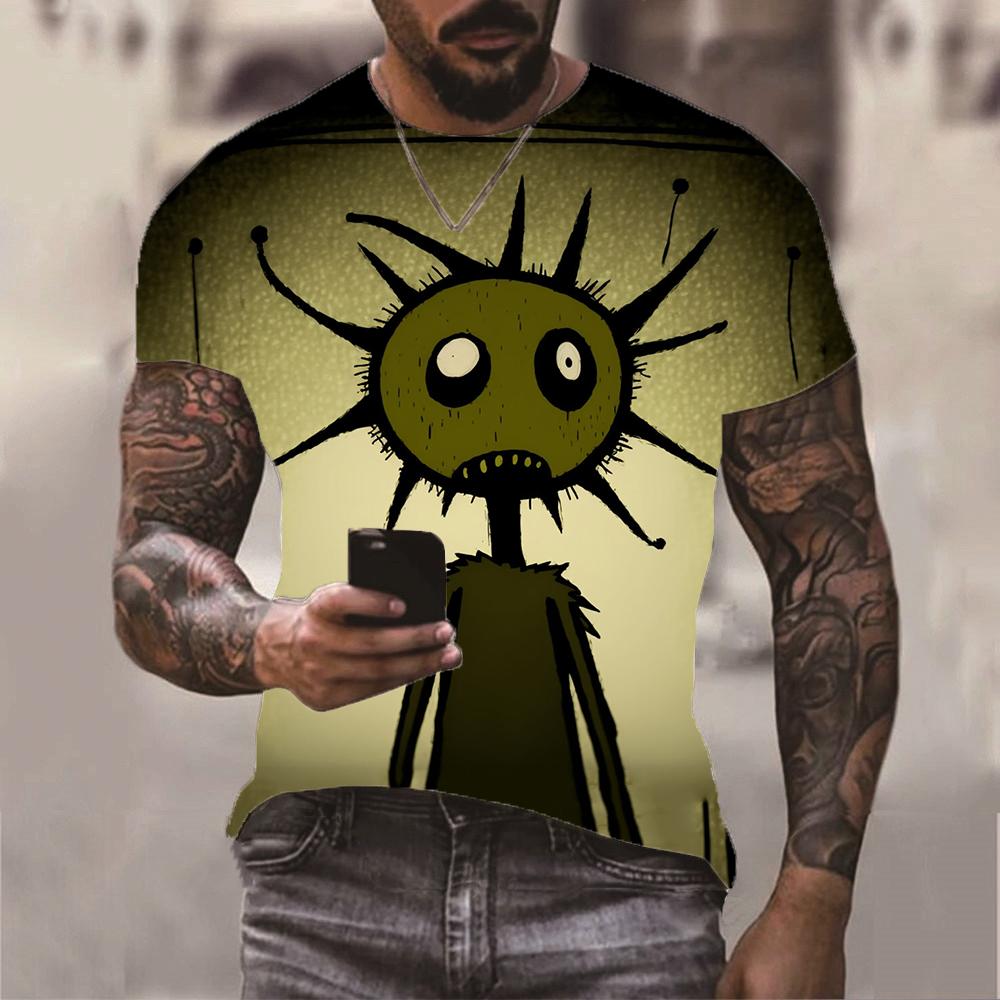 Mens Vibrant Scenic Print T-Shirt - Soft Polyester Crew Neck Tee with Slight Stretch, Machine Washable, All-Season Basics for Outdoor