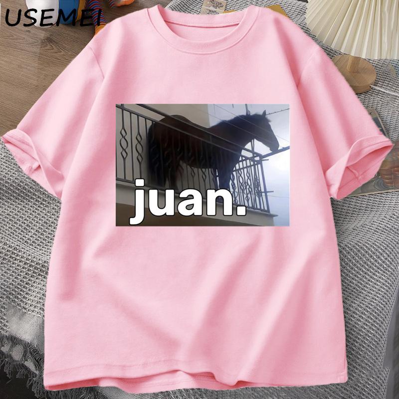 

Juan Silly Horse on Balcony Dank Meme Graphic T Shirts Funny Man O Neck Casual Short Sleeve Tee Shirt Summer Tops Oversized XL рожевий
