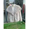 Giacca invernale in pelliccia con bavero in pelo di visone top da donna soffice ampia corta