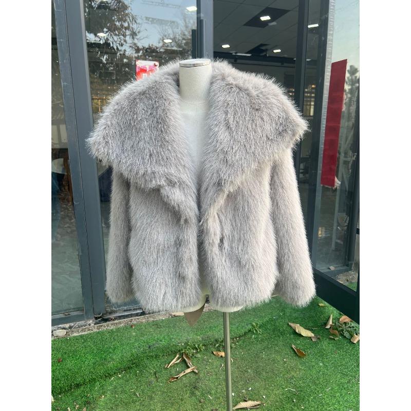 Giacca invernale in pelliccia con bavero in pelo di visone top da donna soffice ampia corta