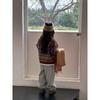 Girls Kids Vintage Fair Isle Jacquard Knit Cardigan Sweater Winter Outerwear
