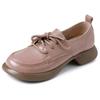 Fashion GKTINOO Platform Shoes Women Genuine Cow Leather Round Toe Sewing Lace-Up Chunky Sole Ladies Low Heels Shoes Handmade Plus Size