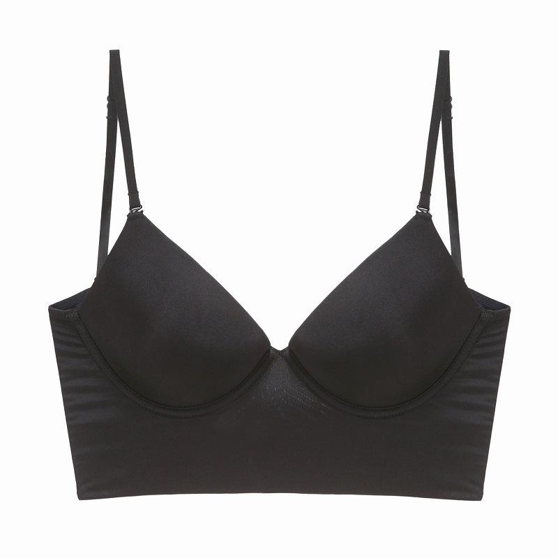 

Новое сексуальное нижнее белье женское тонкое для большой груди показывает маленькую U-образную майку-бюстгальтер мягкий стальной косточковый бюстгальтер закрытый бюстгальтер XL чёрный