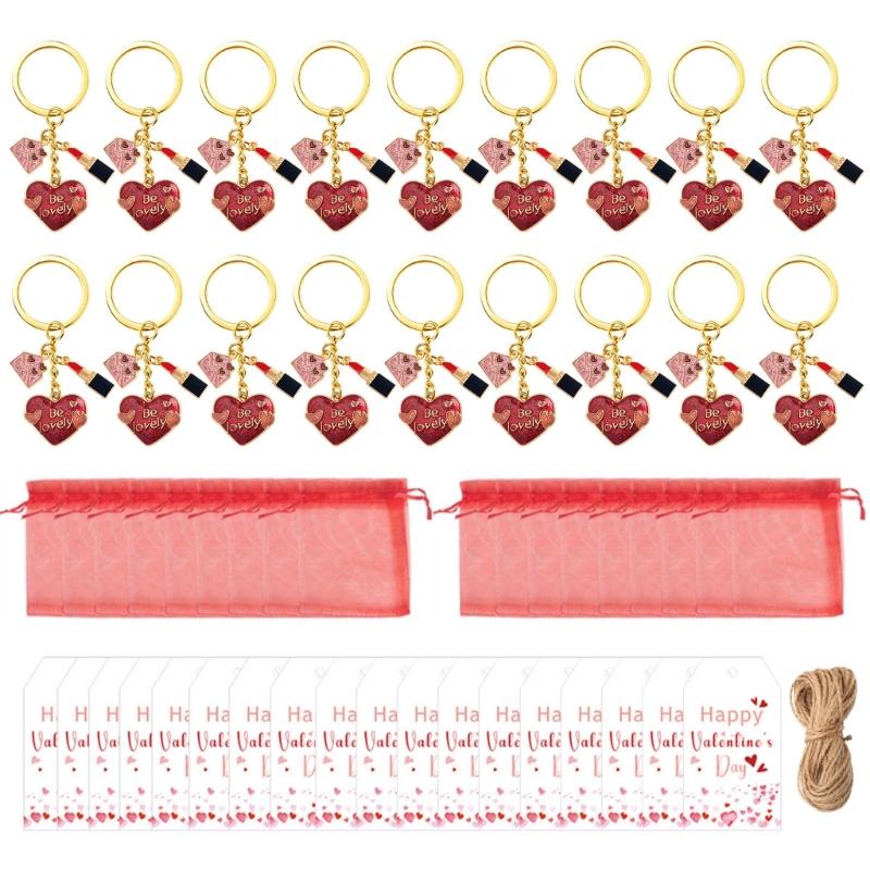 

Valentines Party Gift Set 18PCS User Friendly Alloy Heart Keychains With Linen Rope Labels For Guests Souvenirs 1