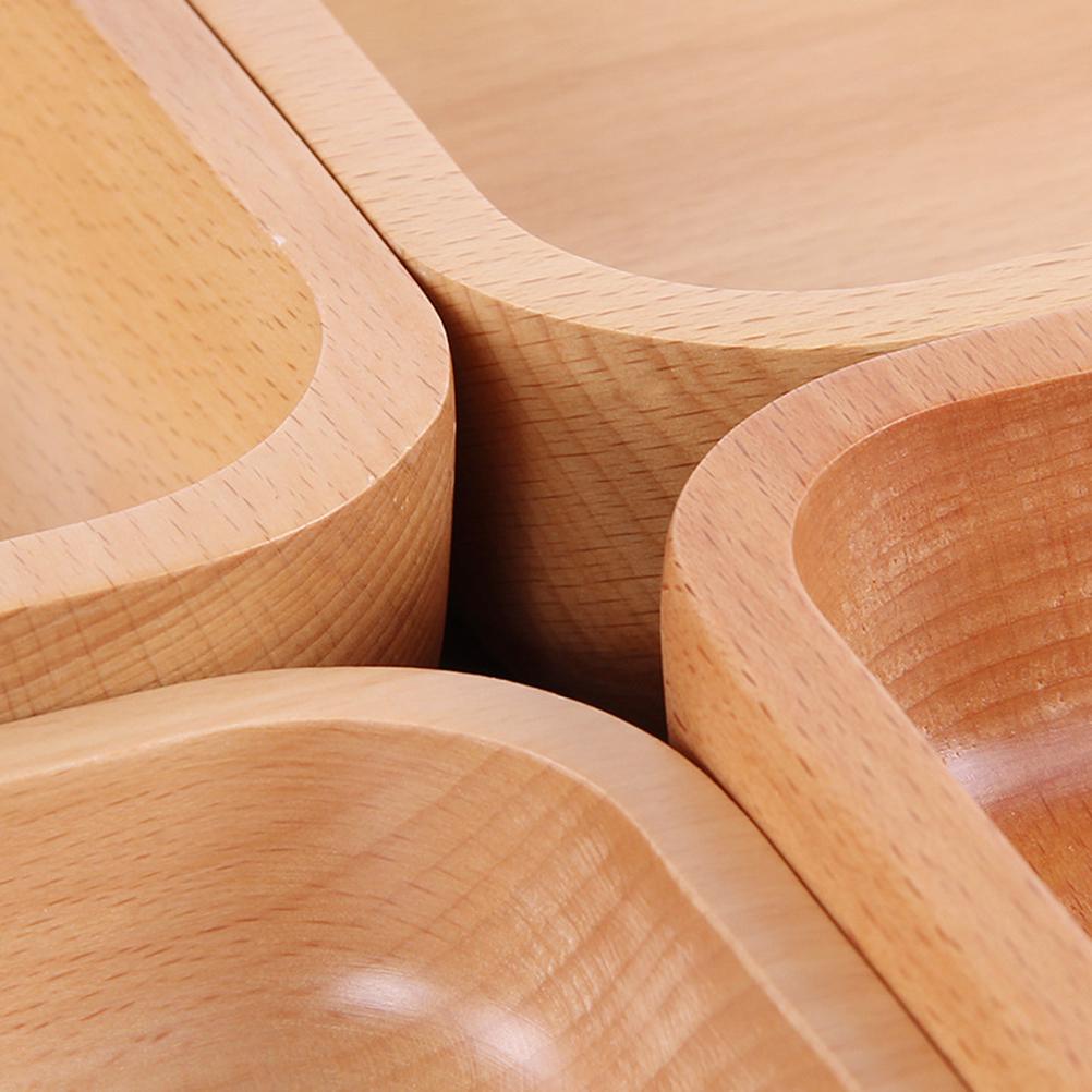 Solid Wood Salad Thickened Eco- Bowl Square Wooden Bowl Home Kitchen Use Rice Soup Container Natural Style