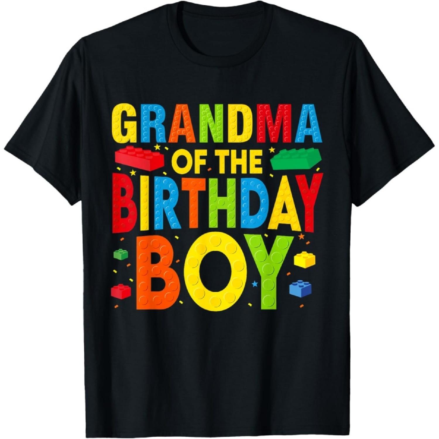 Grandma Of The Birthday Boy Building Block Family Birthday T-Shirt S