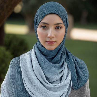 Malaysia Dubai Color Matching Crumpled Scarf Women'S Head Scarf Gradual Change Color Silk Scarf