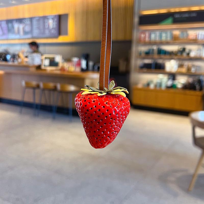 Creative Strawberry Keychain Pendant - No Worries Large Strawberry Ornament for Car Mirror or Bag, Perfect Small Gift