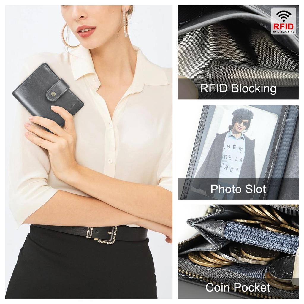 CONTACT'S Genuine Leather Wallet For Women Card Holders Money Clip Coin Purse Women's Wallet