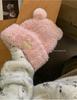Elegant Bear Plush Knit Hat For Women Winter Warm Thick Fur Cap Beanie