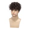 Men Short Curly Black Wigs Daily Cosplay Costume Synthetic Brown Hair With Bangs High Temperature Fiber
