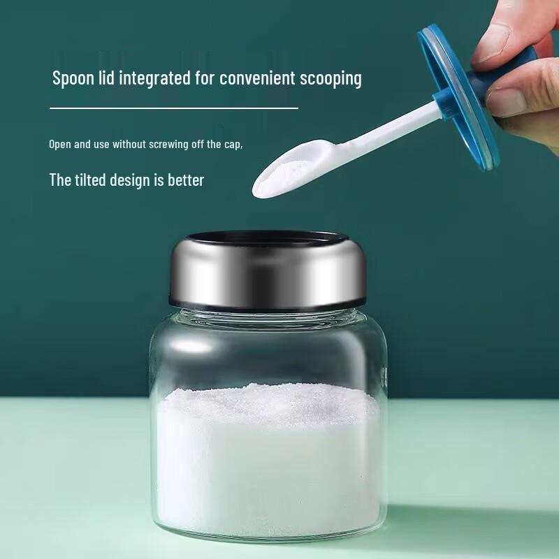 Glass Seasoning Bottle Set with Spoon Lid