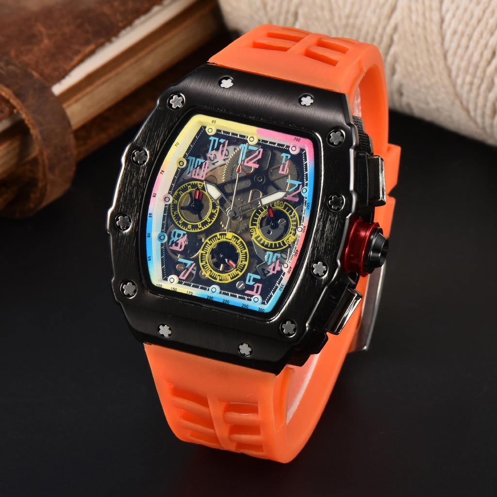 Barrel-shaped color quartz watch fashion business leisure silicone watch male student daily with calendar watch