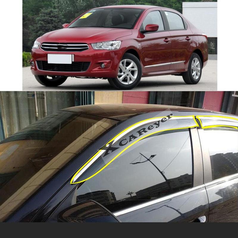 For Citroen E-elysee 2014 2015 2016 2017 2018 Car Sticker Plastic Window Glass Wind Visor Rain/Sun Guard Vent Parts