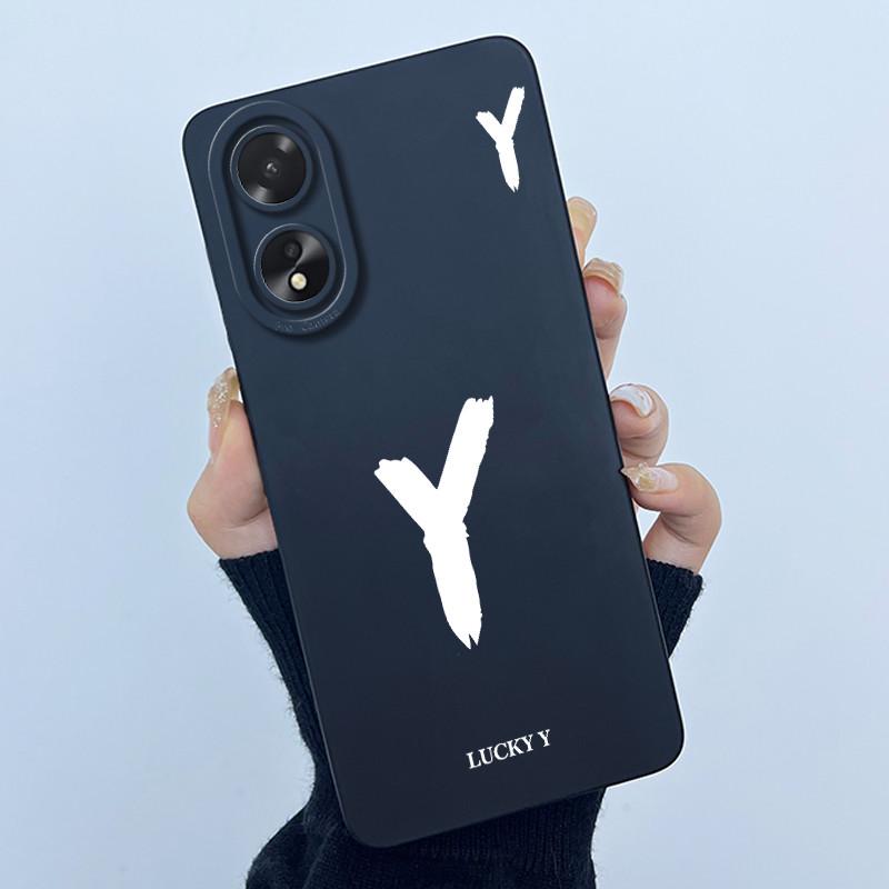 Case For Oppo A18 A38 A58 A78 4G Cover Camera Protection Cute Letter Liquid Silicone Soft Back Covers For Oppo A 38 A 18 Housing
