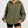 Womens Oversized Half-Zip Hooded Sweatshirt Loose Fit Long Sleeve Casual Top Winter 2026