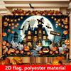 2D Halloween decoration banner featuring pumpkin heads and ghost designs is perfect for parties and photography.