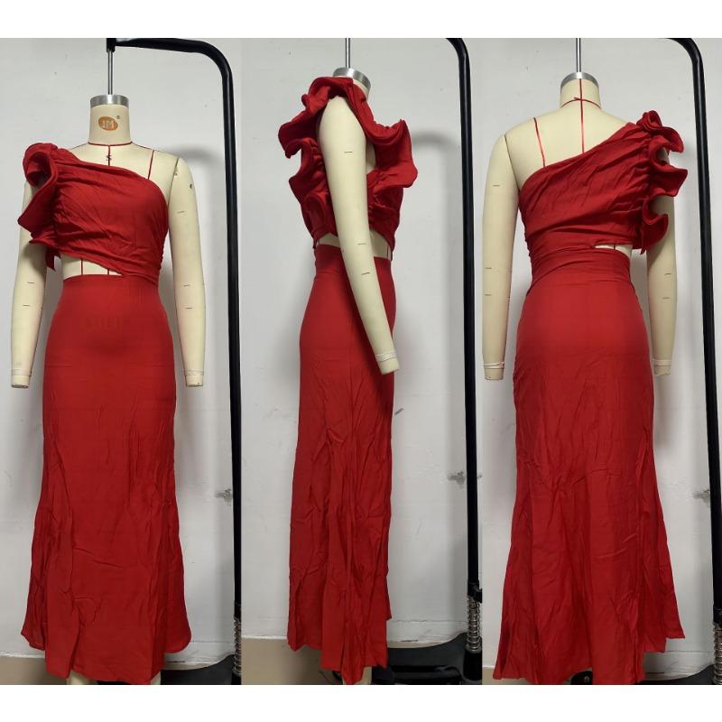 Women's Summer Fashion One-shoulder Slim Dress