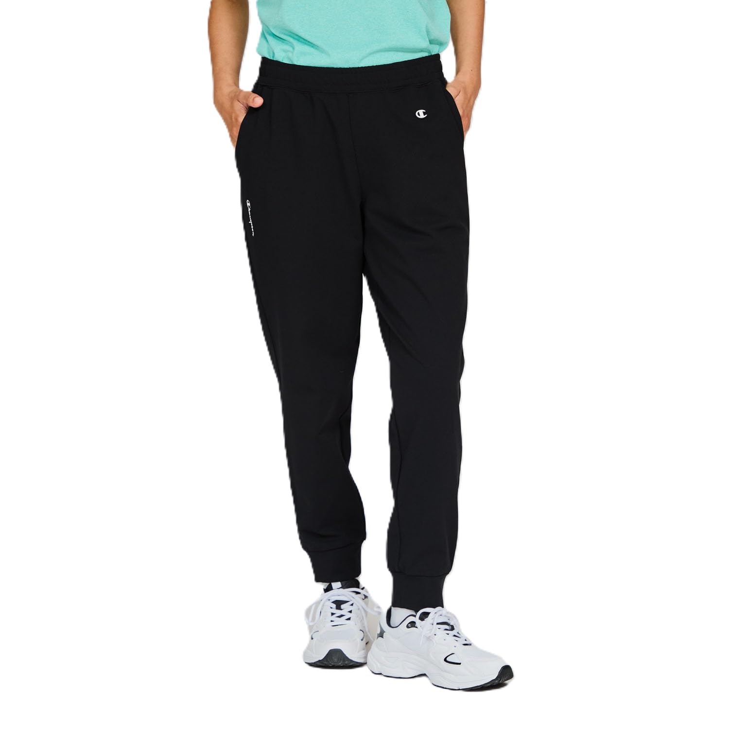 

Champion Tech Long Script Черные Женские Брюки Weave®, CW-BSF01, 100% Полиэстер, Быстросохнущие, Эластичные, Логотип, чёрный