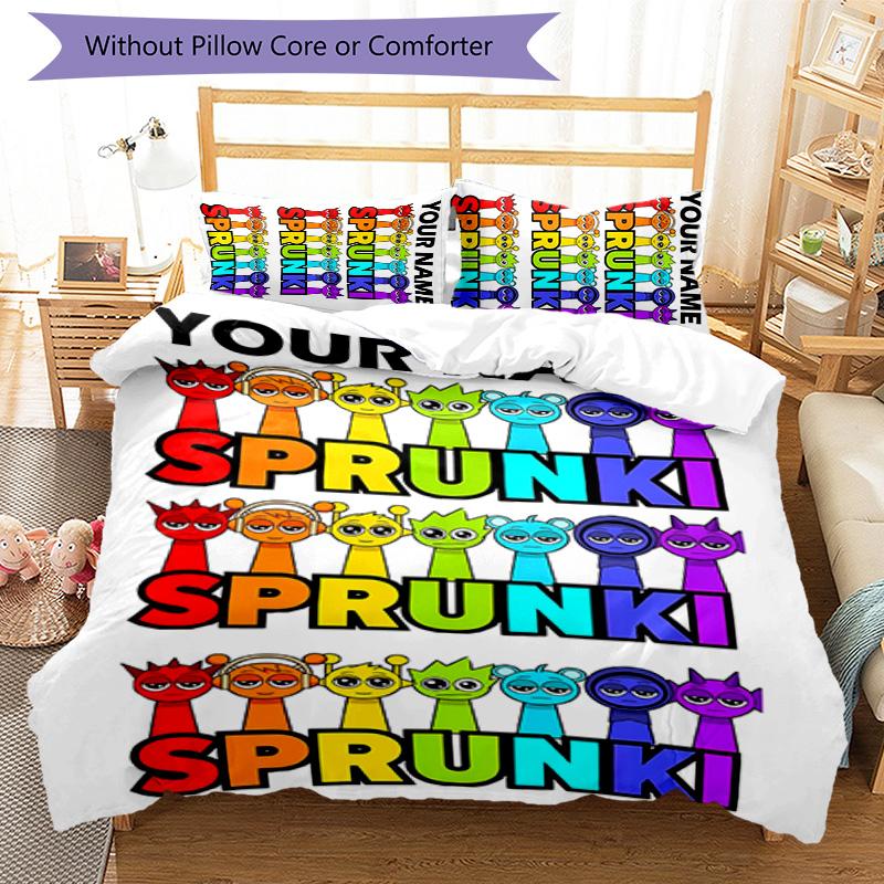 3pcs SPRUNKI5 Cover Set - Personalized Name, HD Printed Bedding with 1 Cover and 2 Pillowcases - Perfect for Home Decor, Easy Care