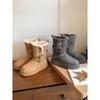 Grey thick-soled snow boots women's new round-headed short boots piled and thickened warm Northeast snow cotton