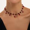 Red Crystal Bead Chain Tassel Drop Crystal Collar New Party Jewelry  Night Event