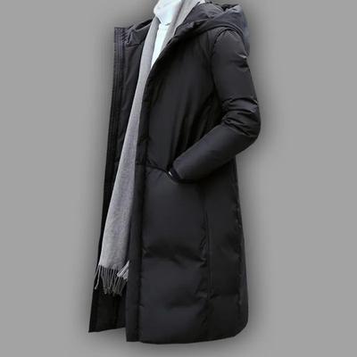 Down Jacket Men's Men's Trend Over The Knee Thick Winter Simple Casual High-end Mid-length Jacket