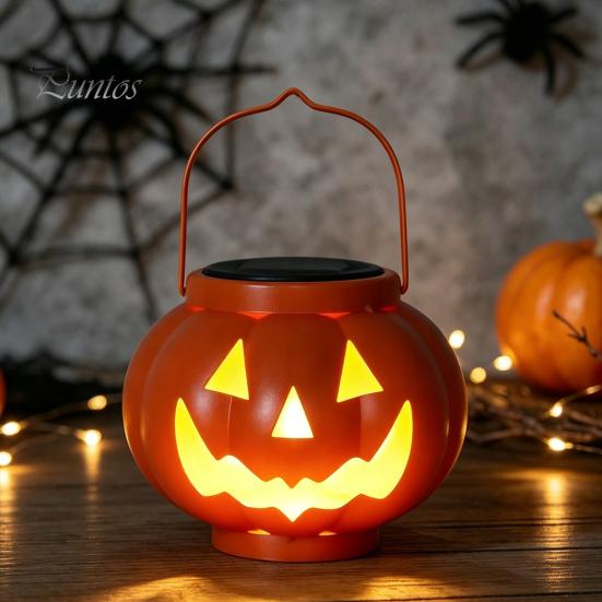 Solar Powered Pumpkin Lantern Lanterns, Waterproof Outdoor Halloween Light, Spooky Festive Patio Hanging Decor Orange for Yard Garden Porch