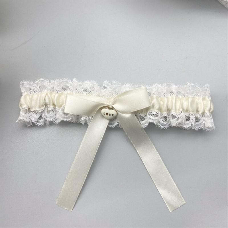 Bride Wedding Lace Garter Elastic Leg Band Lace Trim Design Leg Decoration for Formal Event Proms Ceremony Accessories