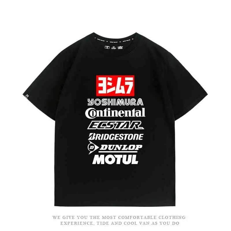 T-shirt in Cotone Lavorato Lenta Yoshimura Exhaust Locomotive Ar Ai Factory Team Moto Modificata Work Streetwear Estiva Nuova Maglietta Top Oversize Uomo Donna