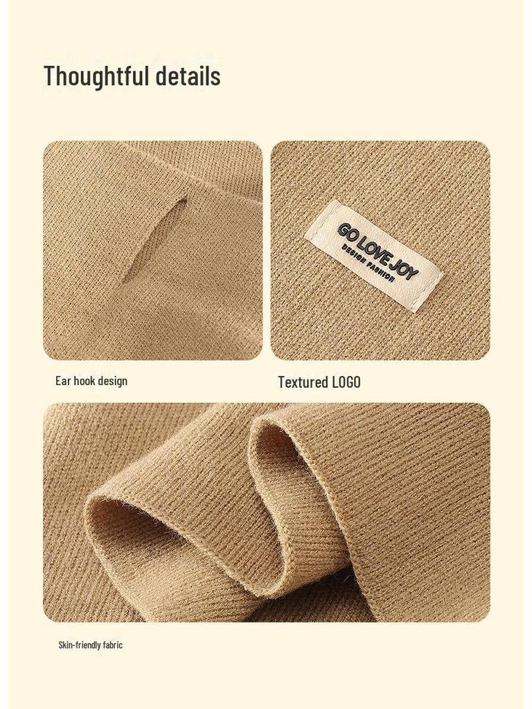 Dámský trendy šátek-čepice vše v jednom s maskou na uši, vlna, na podzim a zimu