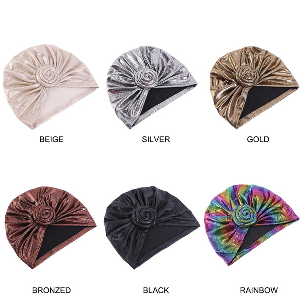 Women African Headwraps Pre-Tied Bonnet Knot Beanie Cap Elastic Bandanas Pleated Muslim Turbans Hat Chemo Covers Cap
