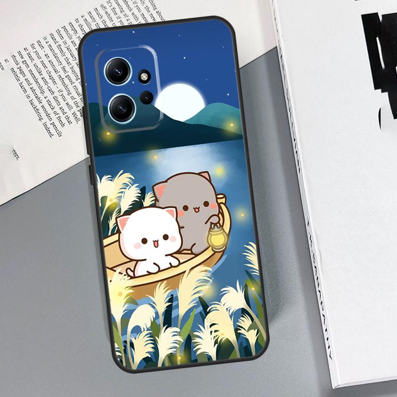 Cartoon Peach Mochi Cat Case For Xiaomi Redmi Note 11 Pro Note 12 8 9 10 Pro 12S 10S 11S 9S Redmi 12C 9C 10C Capa