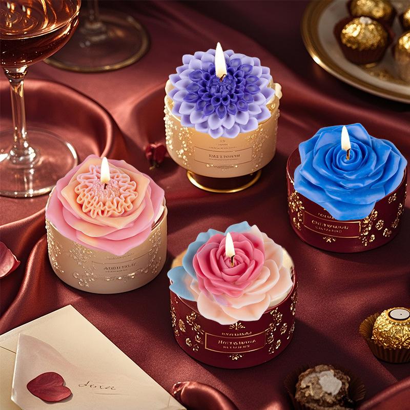 Flower Candle Silicone Mold DIY Realistic Blooming Lotus Rose Beautiful Silicone Mold Warm Home Decoration