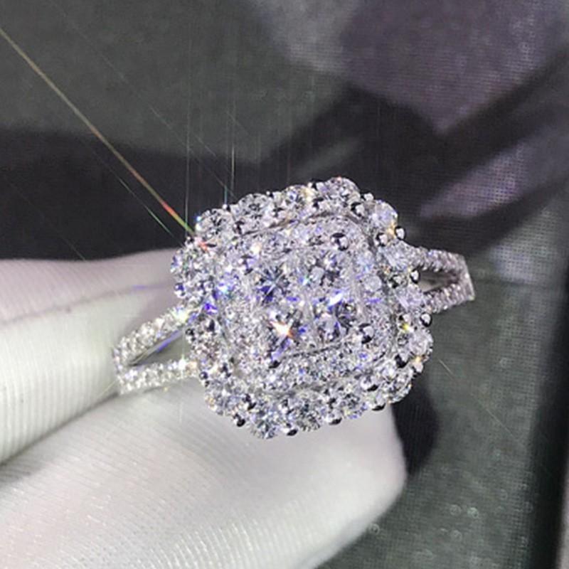 E-Commerce Copper Set Diamond Zircon Royal Blue Heart Ring Oval Flower Type Engagement Women'S Jewelry