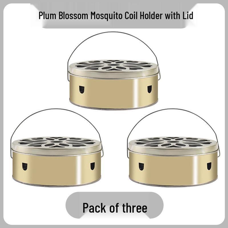 Stainless Steel Mosquito Coil Holder with Lid and Ash Catcher - Fireproof, Anti-Scald, Outdoor & Household Incense Burner Tray.
