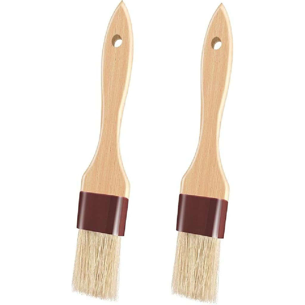 Pastry Brushes for Baking Basting Brush with Boar Bristles and Beech Hardwood Handles Culinary Oil Brush for Barbecue Butter Grill BBQ Sauce Baster