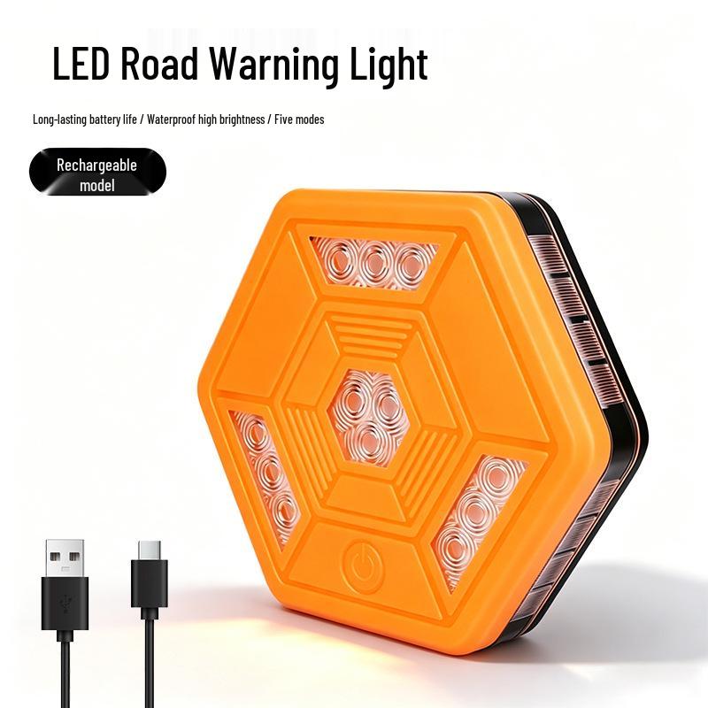 Rechargeable LED Road Flare Emergency Warning Light - 650mAh