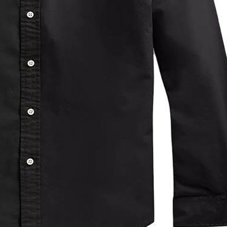 Polo Ralph Lauren Ss23 Einfarbiges Logo Besticktes Langarmhemd Herrenhemden Schwarz 710767828-001