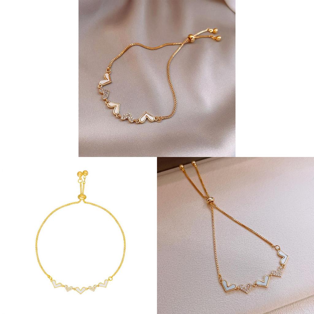 Koreanischer Stil Herz-Charms-Armband mit Zirkon-Verzierung für stilvolle Frauen