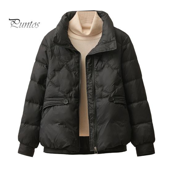 

Зимнее пуховое пальто с подкладкой, отложным воротником, карманами, застегивающейся на молнию, ветрозащитной, сохраняющей тепло, повседневной верхней одеждой для холодной погоды, хлопковой курткой M чёрный