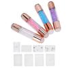 4Sets Manicure Art Stampers Silicone Stamp Pens Double Ended W Nail Seal Plate for Home Nail Salon